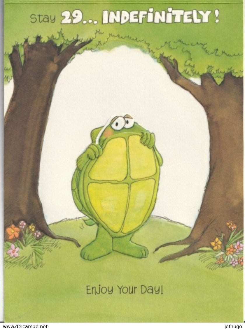 CARTE A SYSTEME ANNIVERSAIRE . TORTUE ANIMEE   . SCAN - Tortues