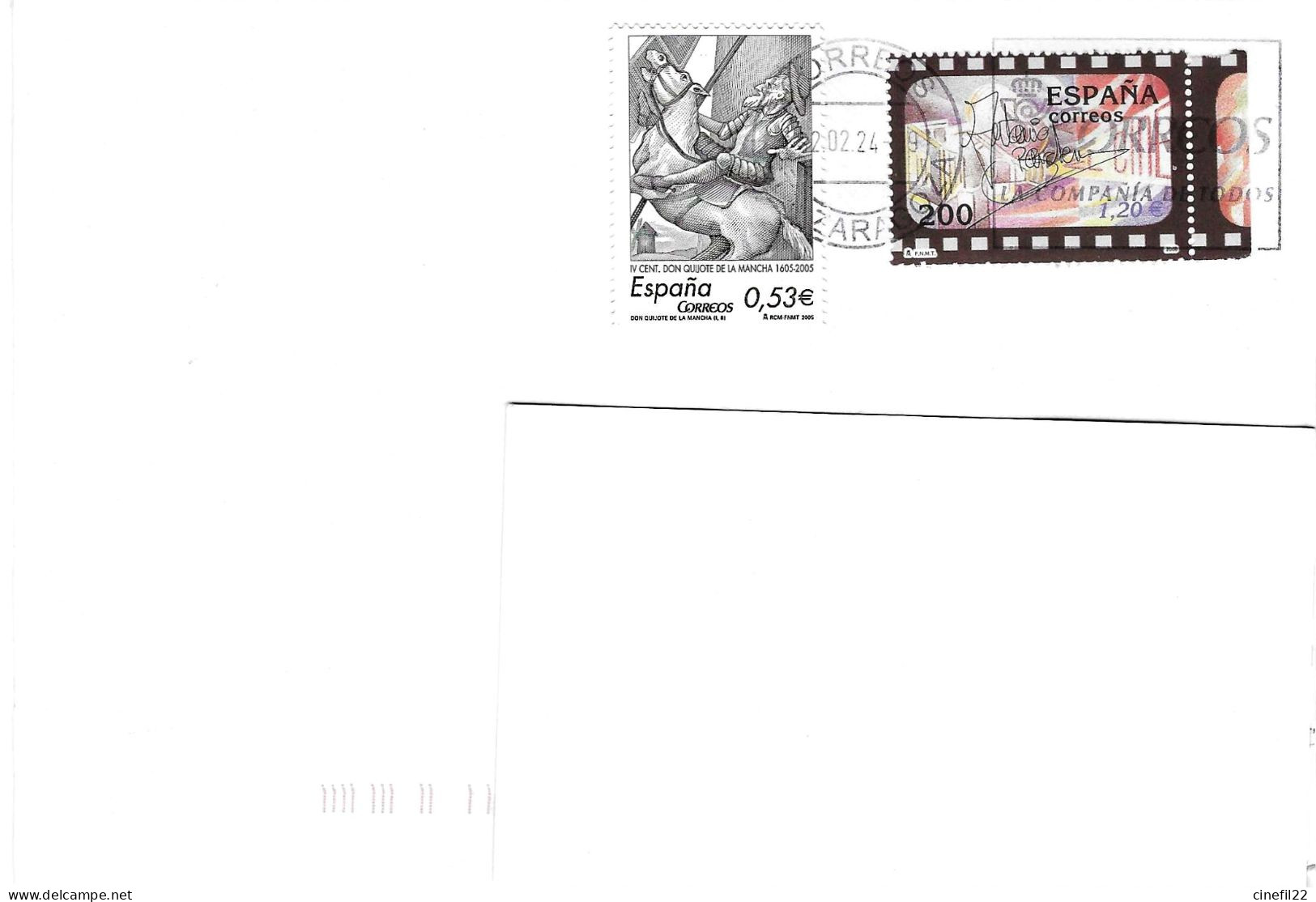 ESPAGNE, Cinema, Don Quichotte, Cavalier, Cheval, Sur Lettre 2024 - Briefe U. Dokumente