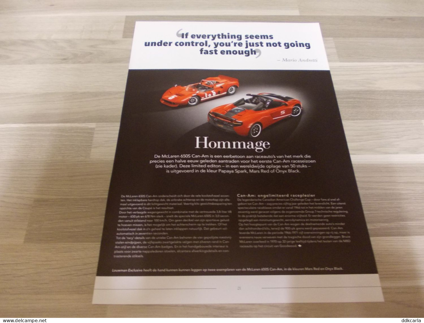 Reclame Advertentie Uit Oud Tijdschrift 2004 - McLaren - Mario Andretti - Hommage Aan McLaren 650S Can-Am - Publicités