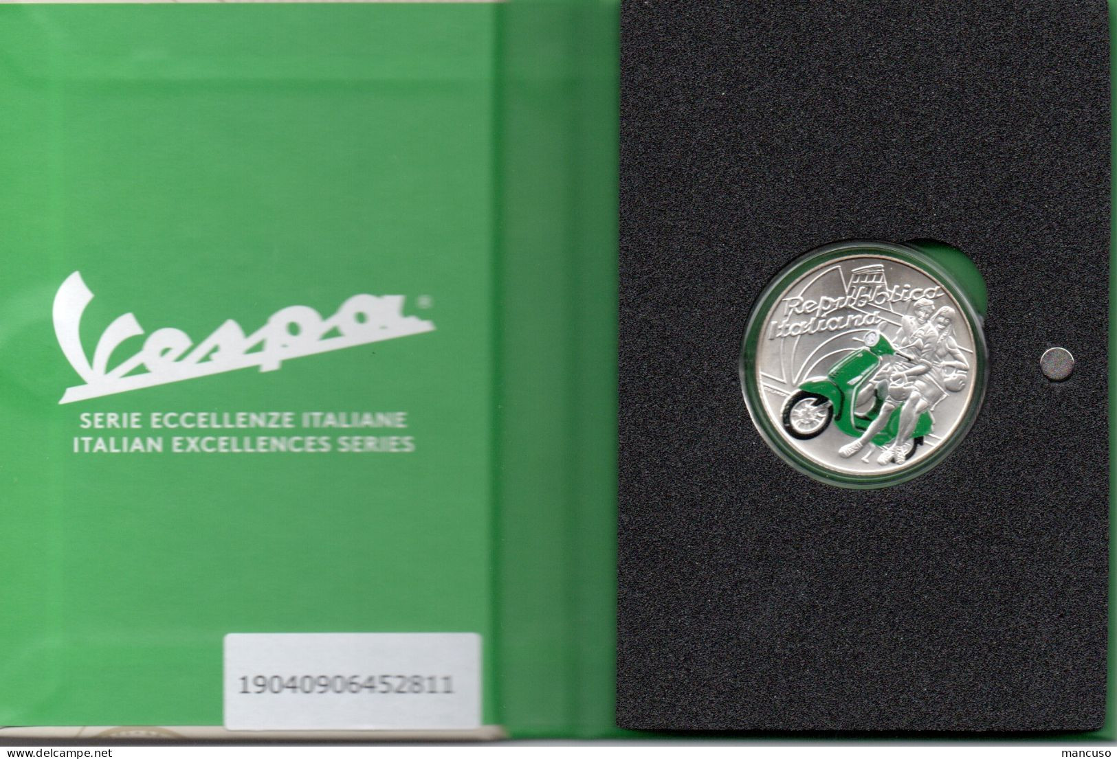 MOLTO RARA - ECCELLENZE ITALIANE 2019 - VESPA VERDE 5 EURO ARGENTO - FOLDER ORIGINALE ZECCA - Italie