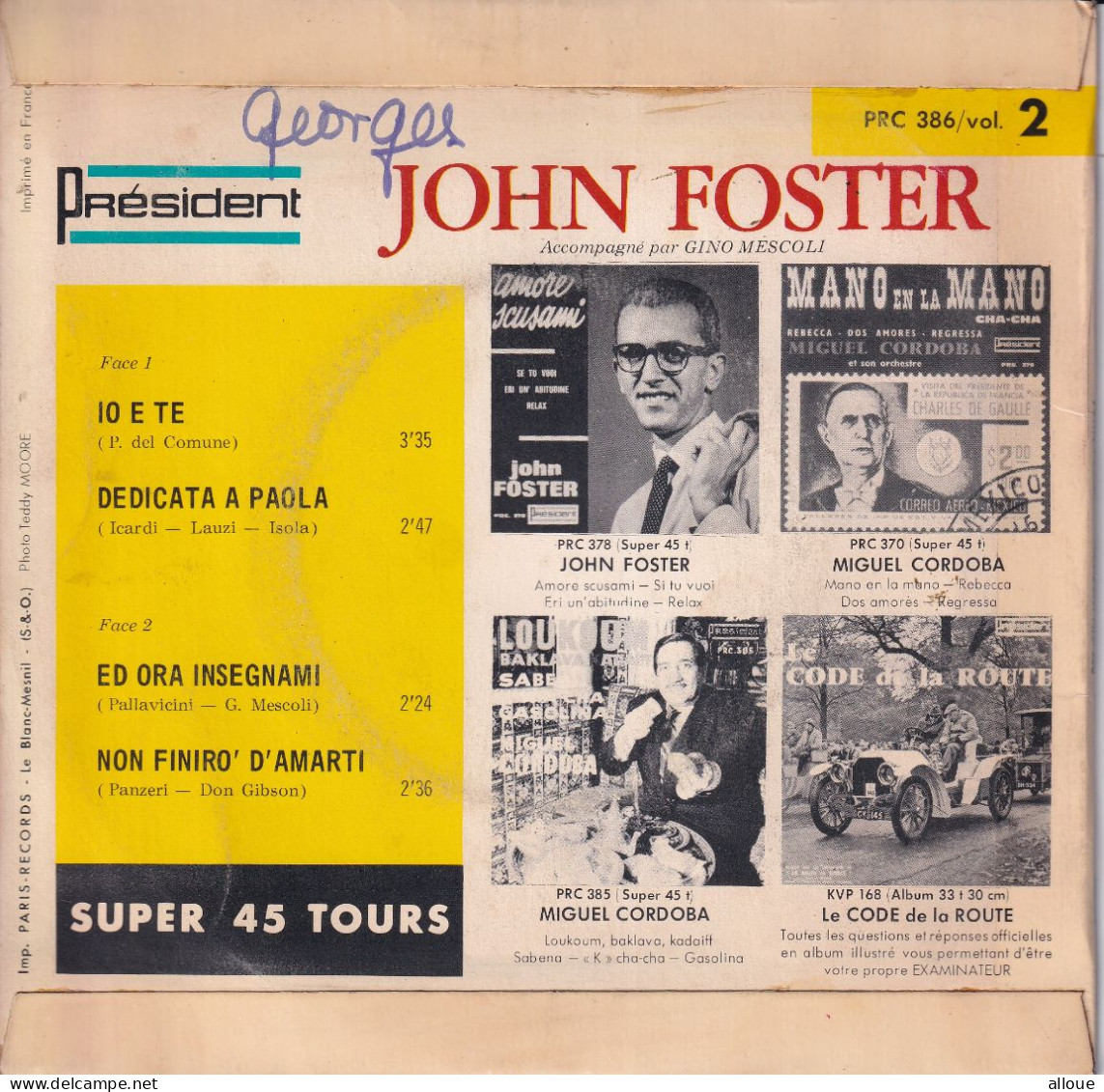 JOHN FOSTER - FR EP - IO E TE + 3 - Autres - Musique Italienne