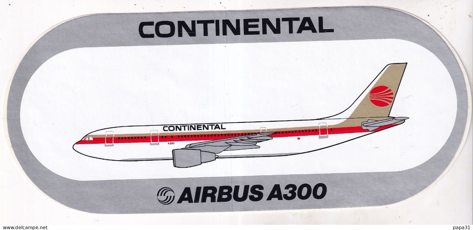 Autocollant Avion -   CONTINENTAL AIRBUS A300 - Adesivi