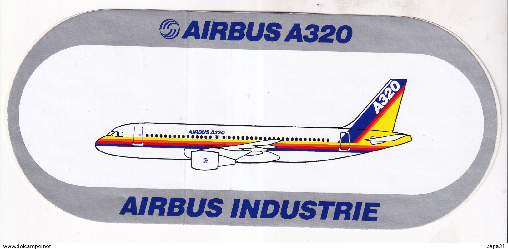 Autocollant Avion -   AIRBUS A320  AIRBUS INDUSTRIE - Pegatinas
