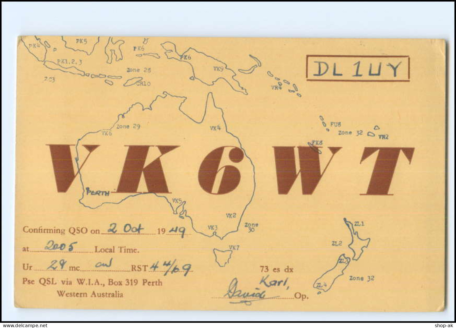 26518/ QSL Funkerkarte  Australia  Perth Waterman`s Bay  1949 Australien - Autres & Non Classés