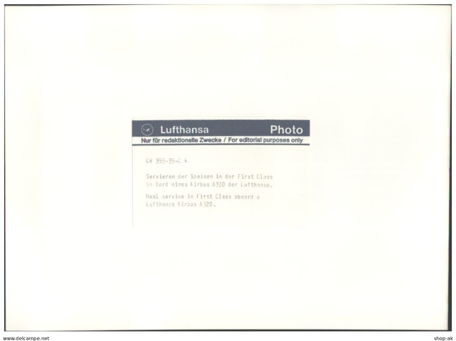 C5670/ Lufthansa Foto A320 First Class Stewardess  24 X 17,5 Cm Ca.1988 - Andere & Zonder Classificatie