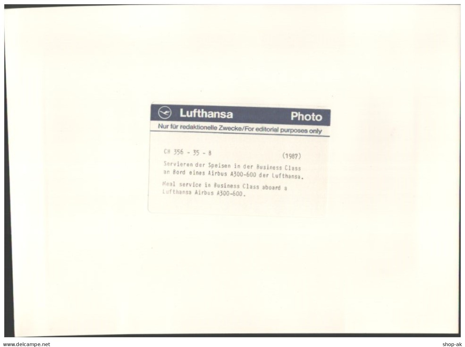 C5686/ Lufthansa A300-600 Business Class  Flugzeug Foto 24 X 17,5 Cm 1987 - Autres & Non Classés