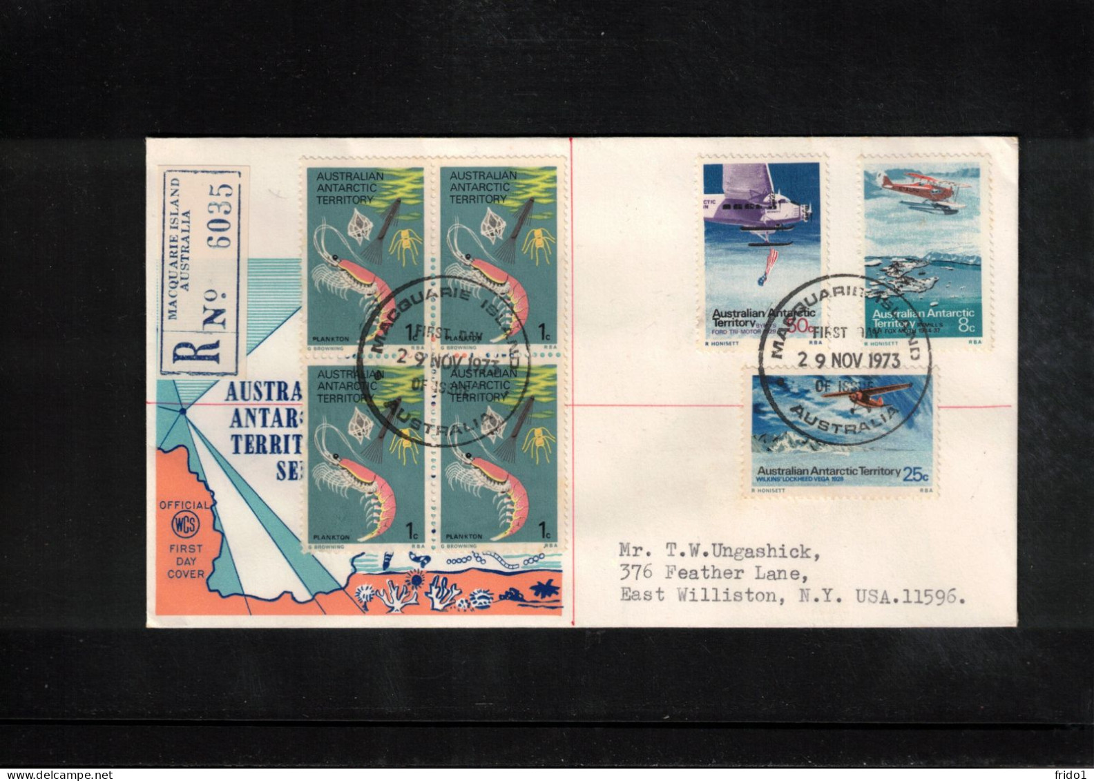 Australian Antarctic Territory 1973 Antarctica - Base Macquarie Island Interesting Registered Letter - Briefe U. Dokumente