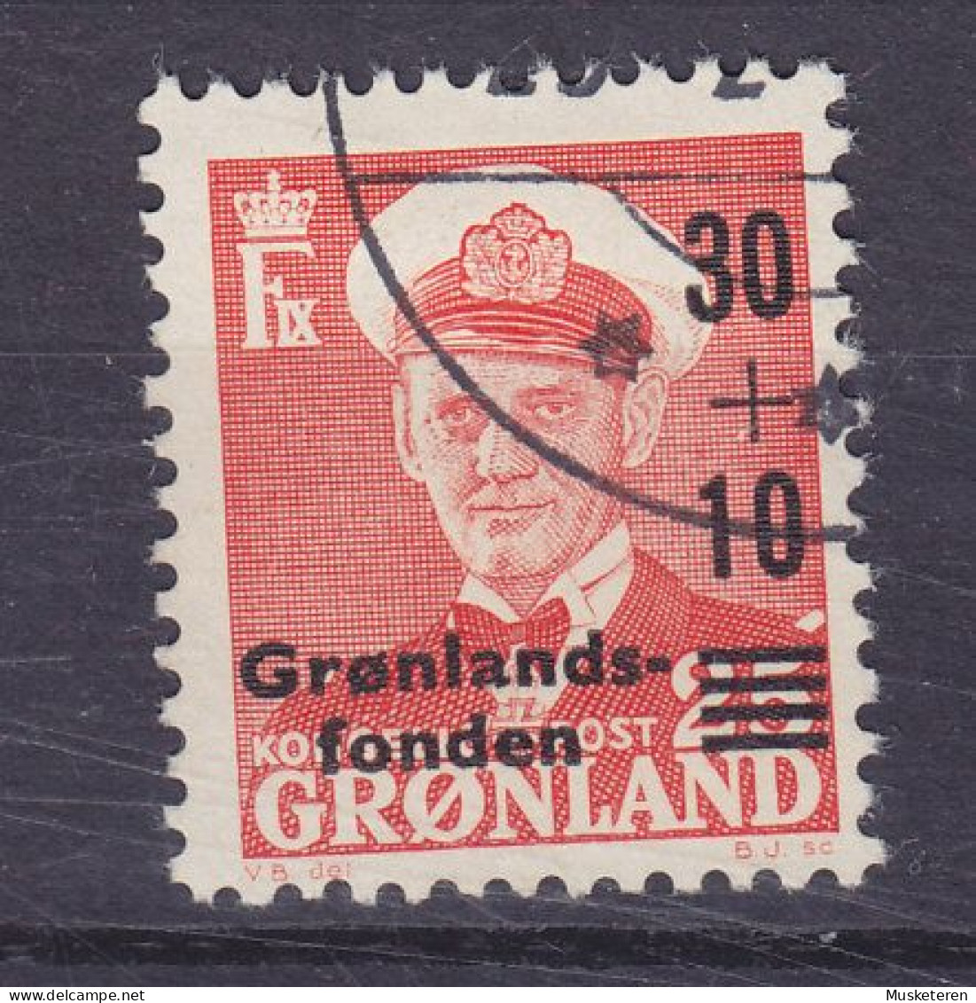 Greenland 1959 Mi. 43, 30 + 10 (Ø) Auf 25 (Ø) König King Frederik IX. Overprinted Aufdruck 'Grønlandsfonden' - Gebraucht