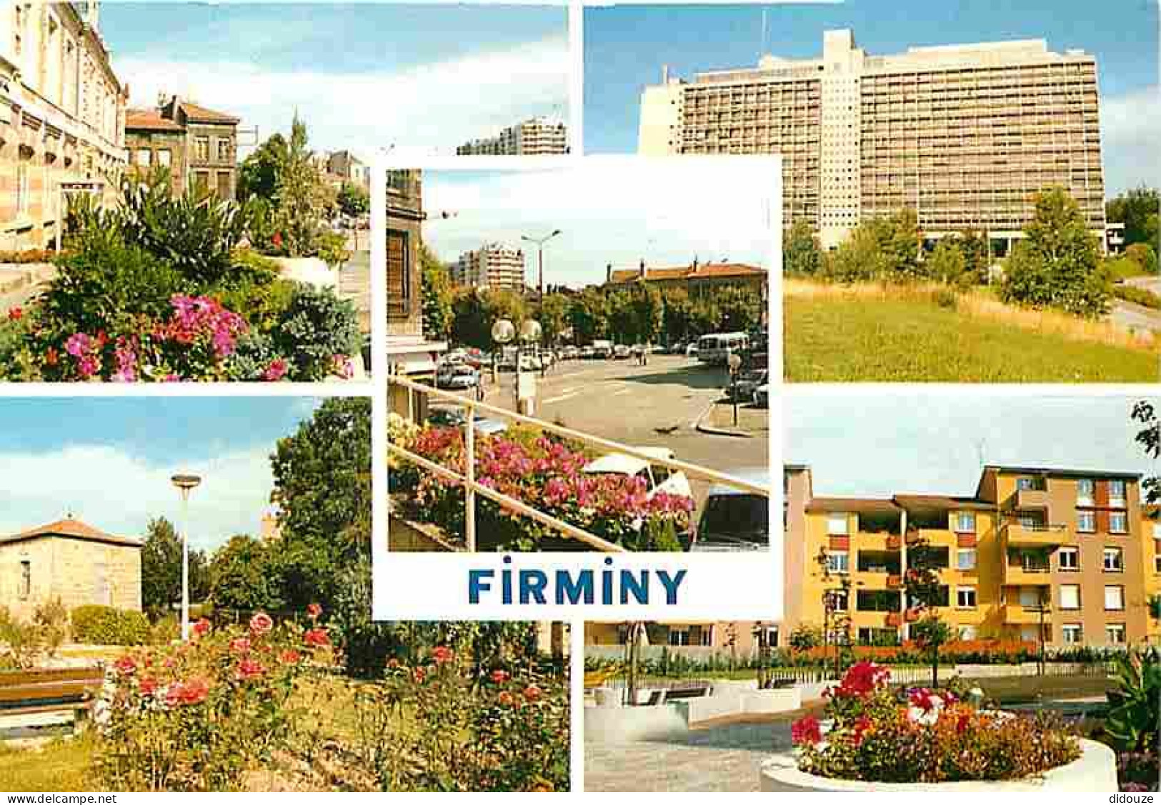 42 - Firminy - Multivues - Automobiles - Fleurs - Flamme Postale - CPM - Voir Scans Recto-Verso - Firminy