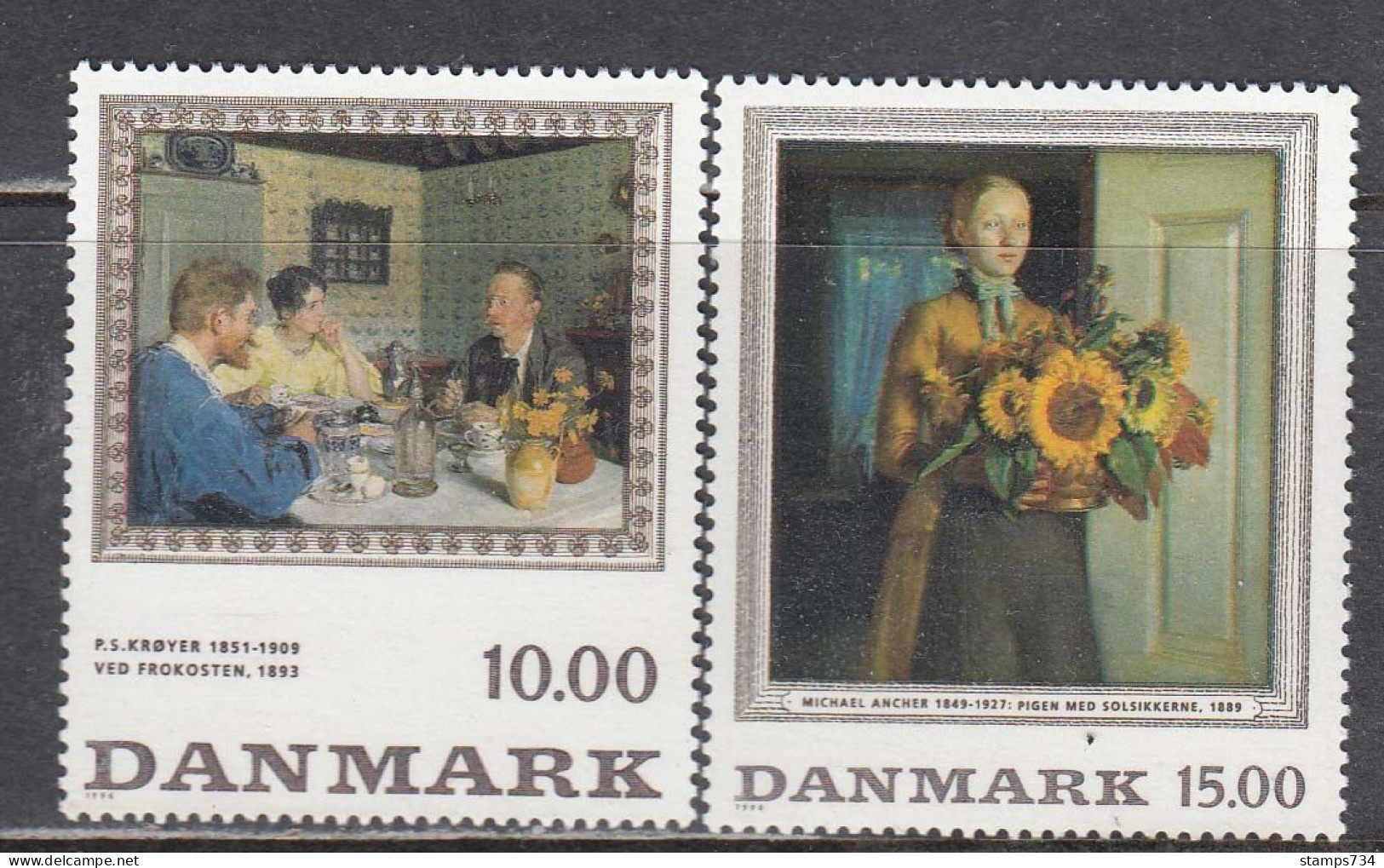 Denmark 1996 - Paintings, Mi-Nr. 1139/40, MNH** - Unused Stamps
