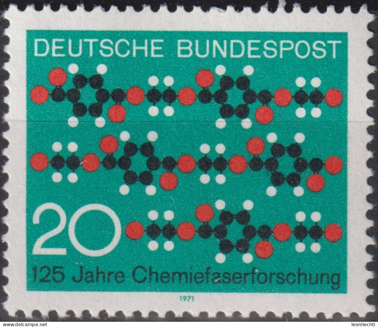 1971 Deutschland > BRD, ** Mi:DE 664, Sn:DE 1054, Yt:DE 532, Chemiefaserforschung, Stoffmuster - Textile