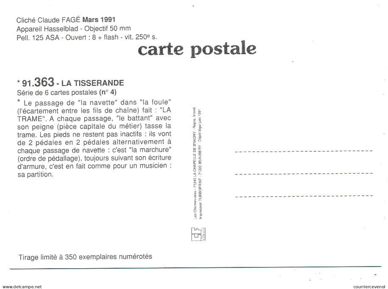 CPM - La Tisserande - Cliché Claude Fagé - Craft