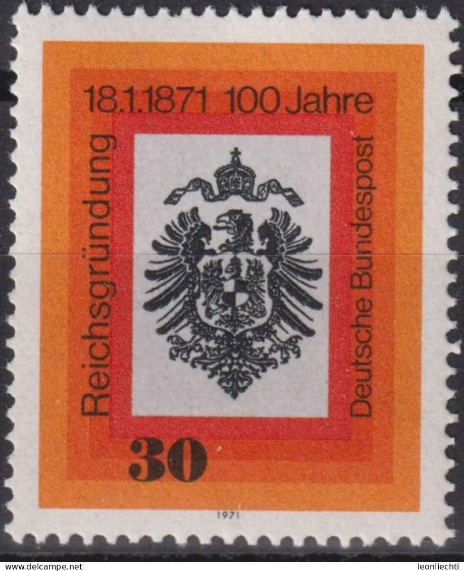 1971 Deutschland > BRD, ** Mi:DE 658, Sn:DE 1052, Yt:DE 522, 100.Jahrestag Der Reichsgründung - Timbres