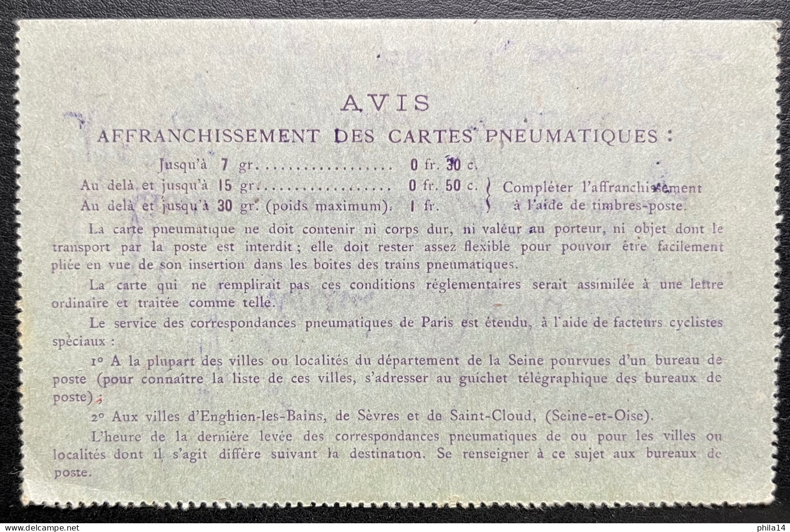 30c SEMEUSE & 10c SUR CARTE PNEUMATIQUE / PARIS POUR PARIS 23 NOV 1976 - Pneumatici