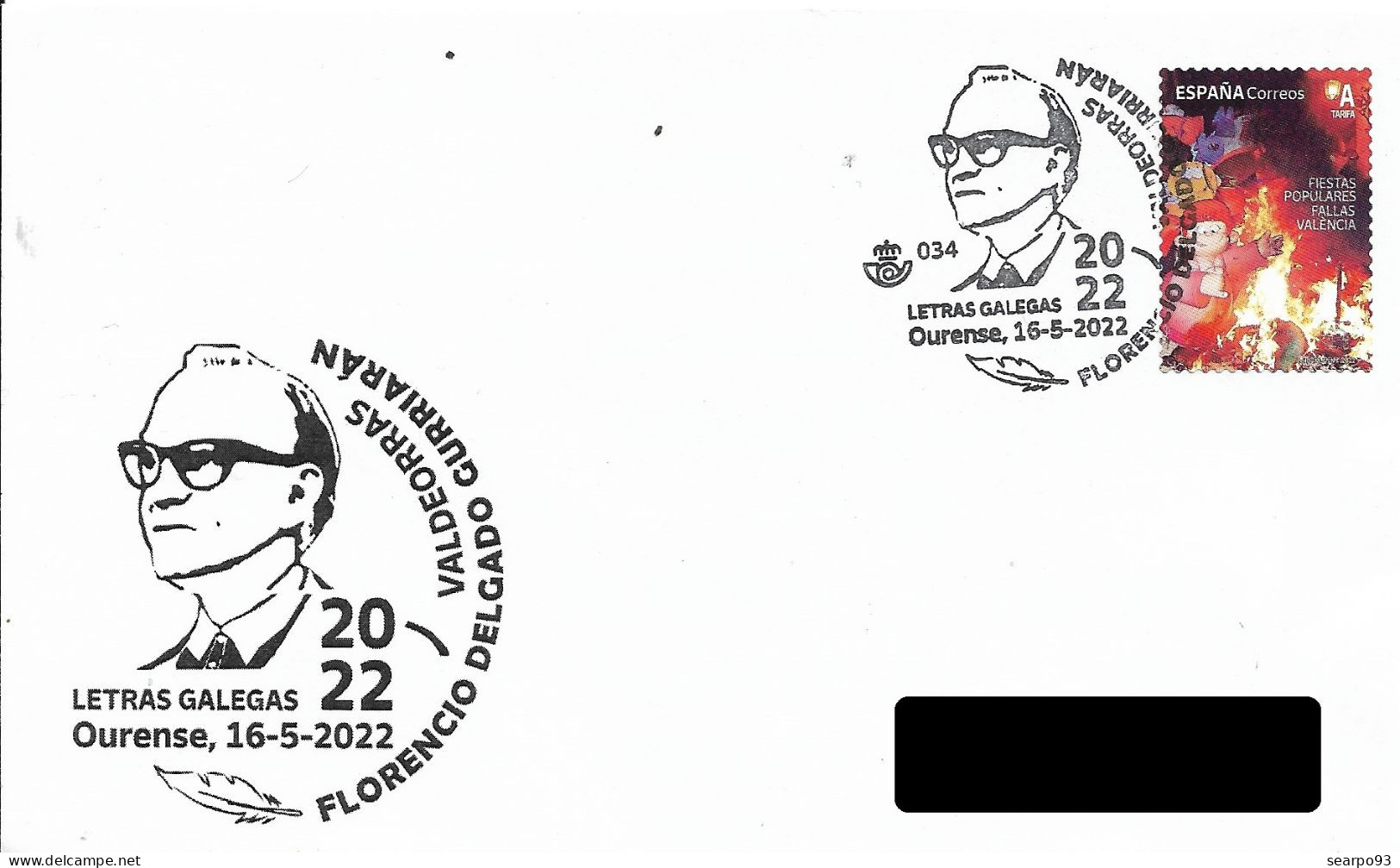 SPAIN. POSTMARK. WRITER FLORENCIO DELGADO GURRIARAN. OURENSE. 2022 - Otros & Sin Clasificación