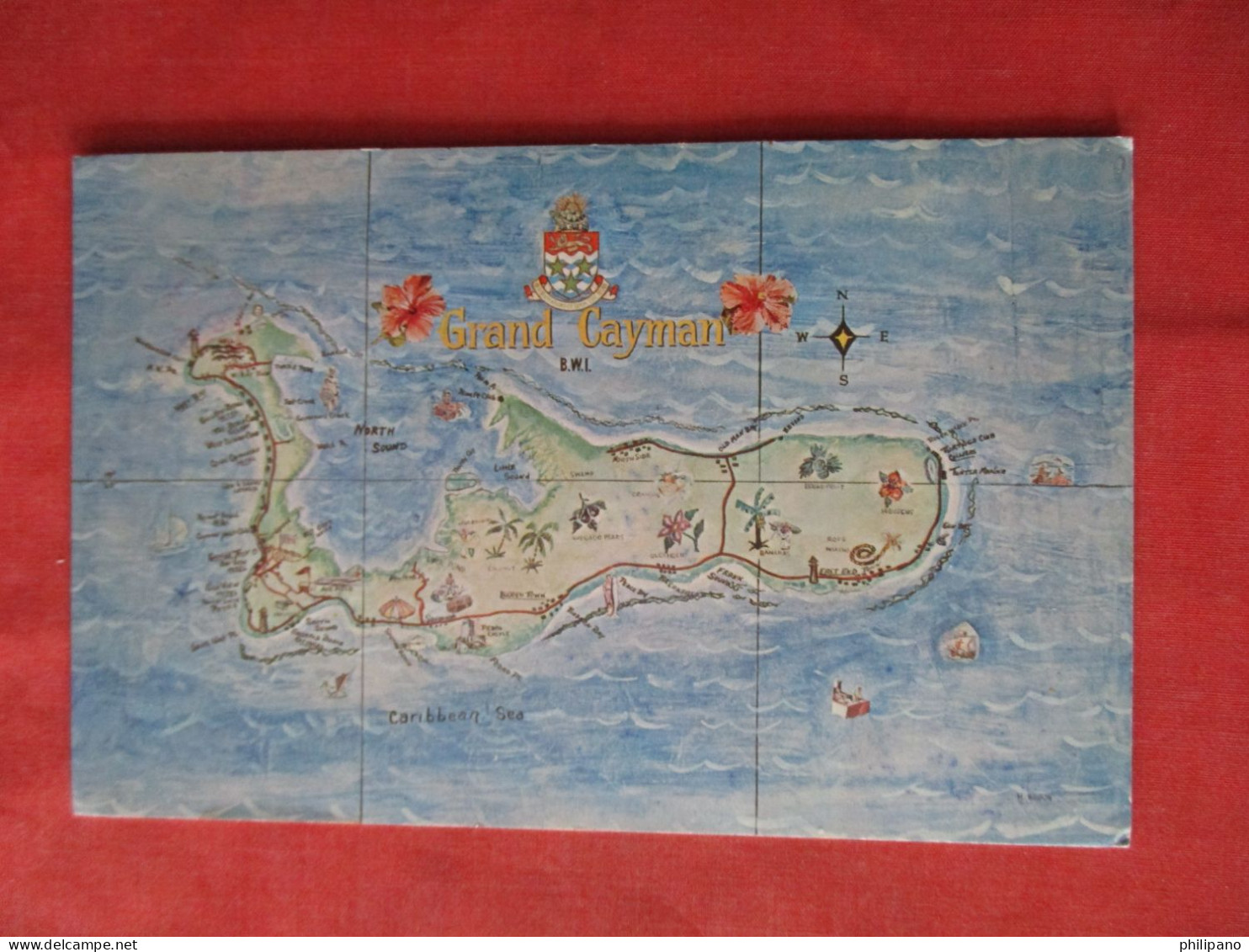 Map. Grand Cayman B.W.I    Ref 6350 - Caimán (Islas)