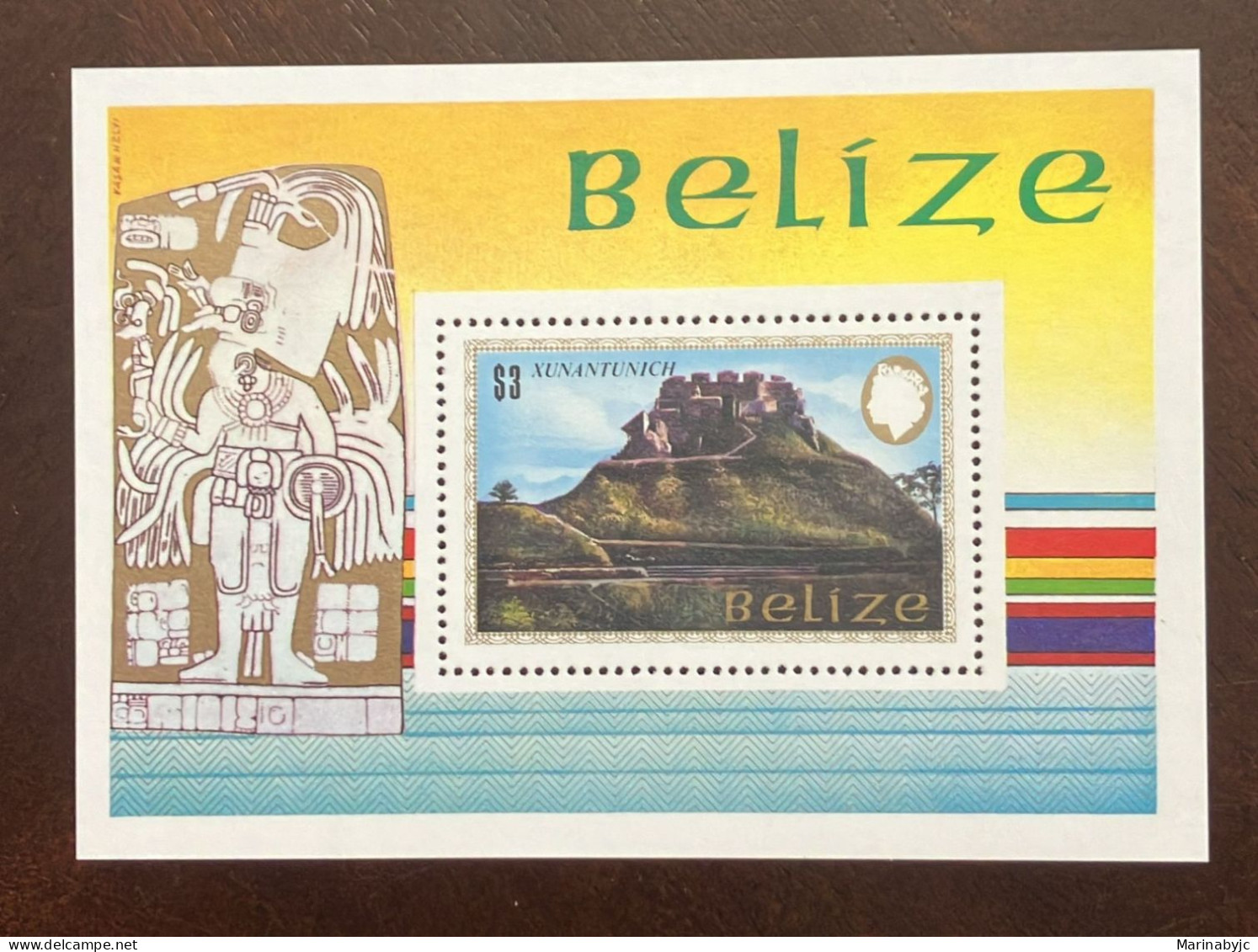 D)1983, BELIZE, SOUVENIR SHEET, MAYAN MONUMENTS ISSUE, XUNANTUNICH, MNH - Belize (1973-...)