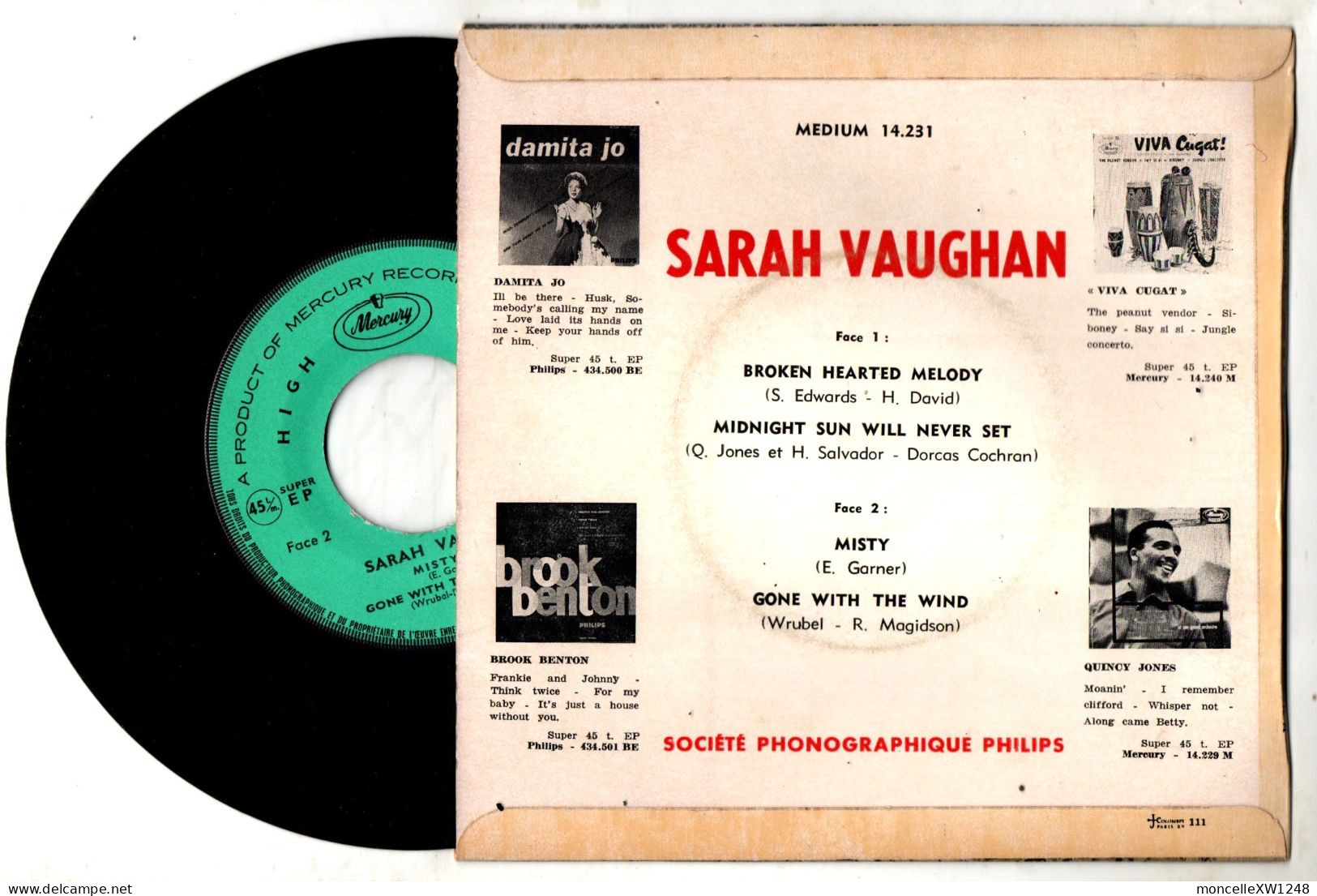 Sarah Vaughan - 45 T EP Broken Hearted Melody (1961) - 45 T - Maxi-Single