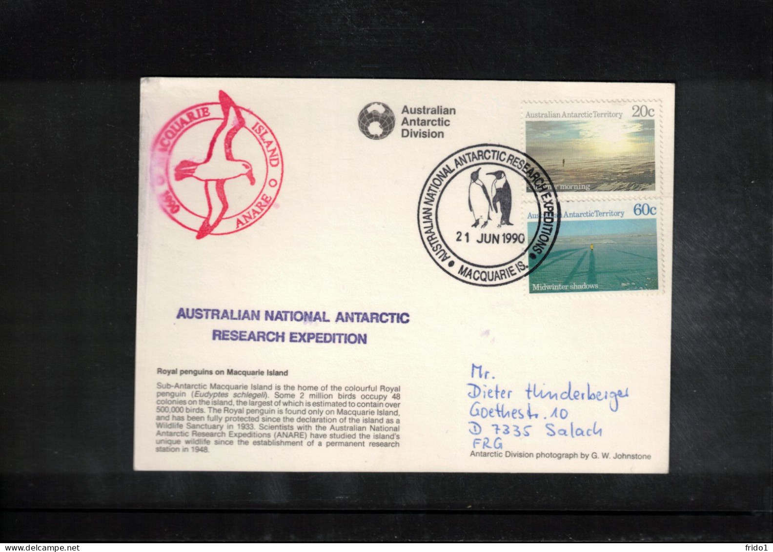 Australian Antarctic Territory 1996 Antarctica - Base Macquarie Island - A.Nat.Ant.Research Exped. - Royal Penguins - Onderzoeksstations