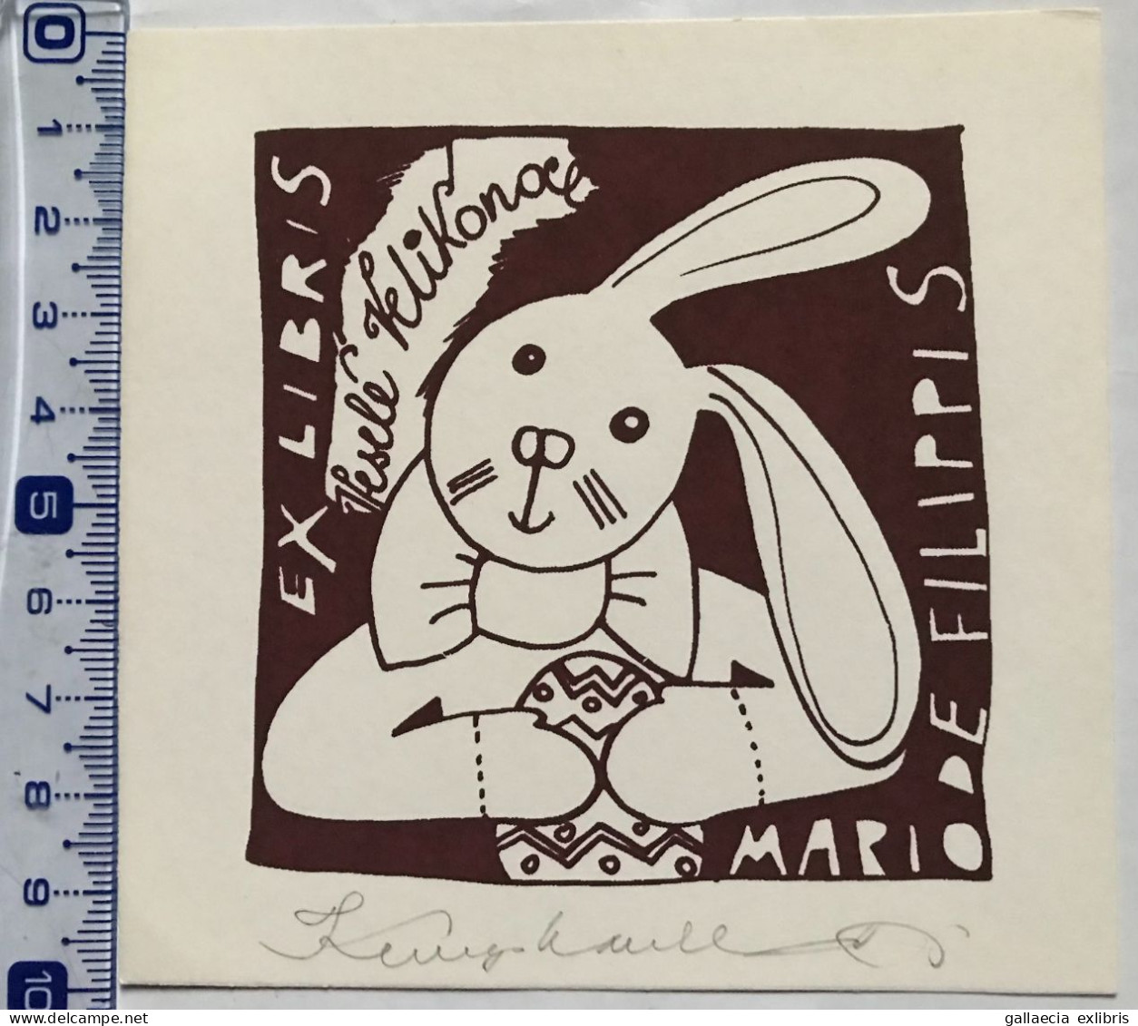 Exlibris Vera Krumphanslova. Lapin Pâque Oeuf. Ex-libris Vera Krumphanslova. Rabbit Easter Egg - Bookplates