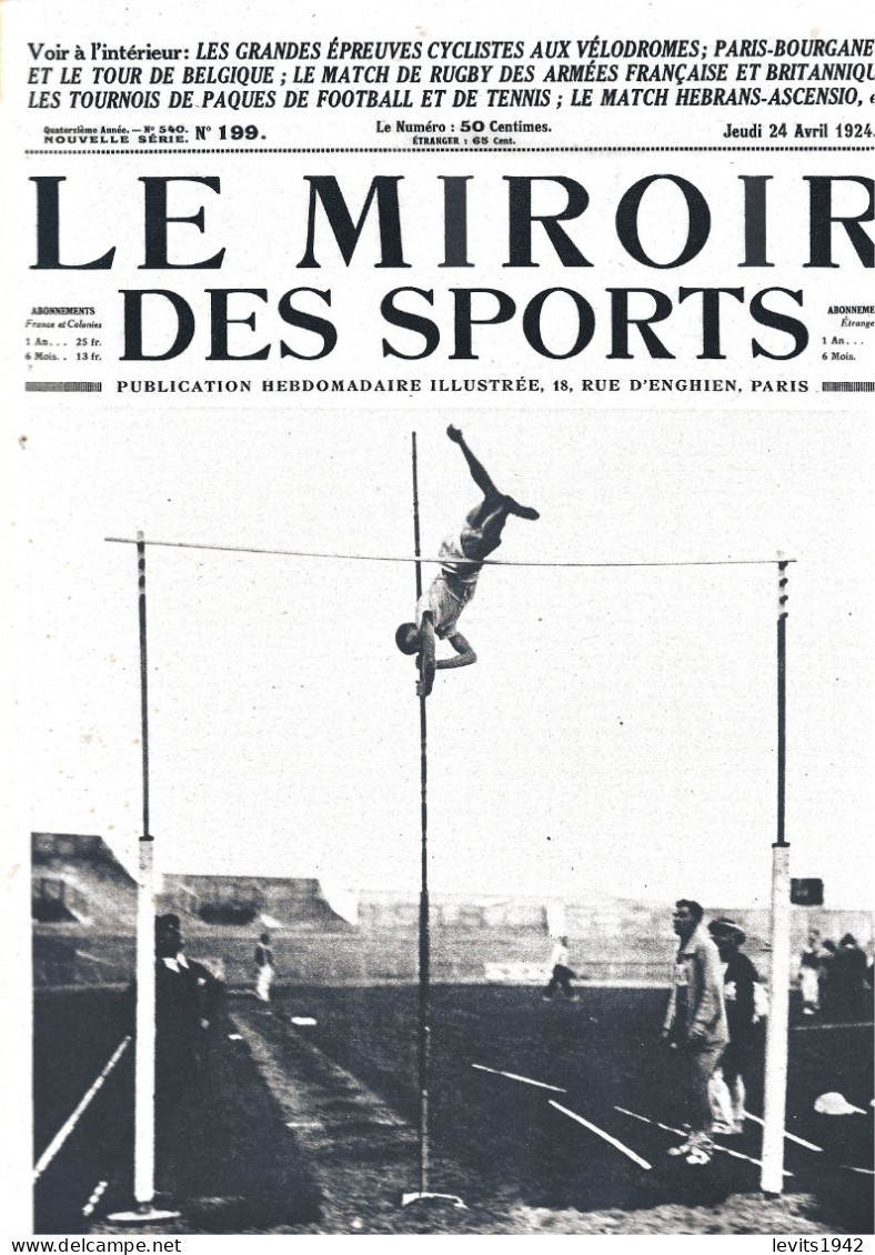 ATHLETISME - MIROIR DES SPORTS - 1924 - MEETING DE PREPARATION OLYMPIQUE- VAUTHIER - SAUT A LA PERCHE - - Leichtathletik