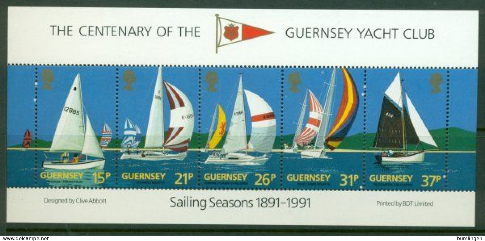 GUERNSEY 1991 Mi BL 7** The Centenary Of The Guernsey Yacht Club [B475] - Voile