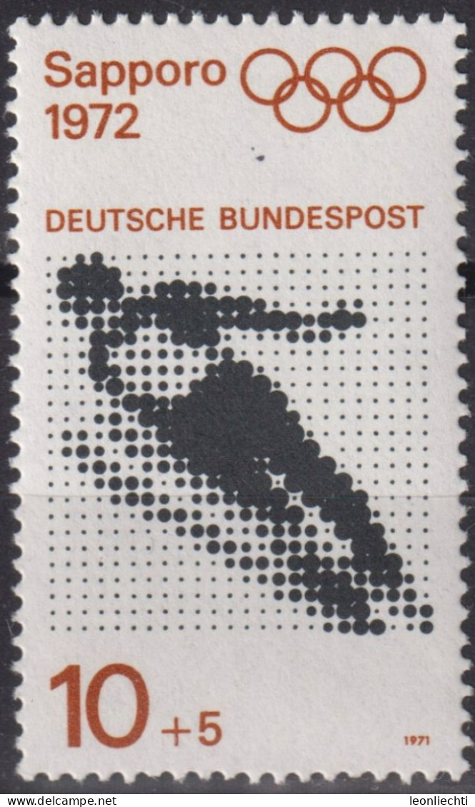 1971 Deutschland > BRD, ** Mi:DE 680, Sn:DE B472, Yt:DE 544, Skispringen, Olympische Spiele 1972, Sapporo Und München - Winter 1972: Sapporo