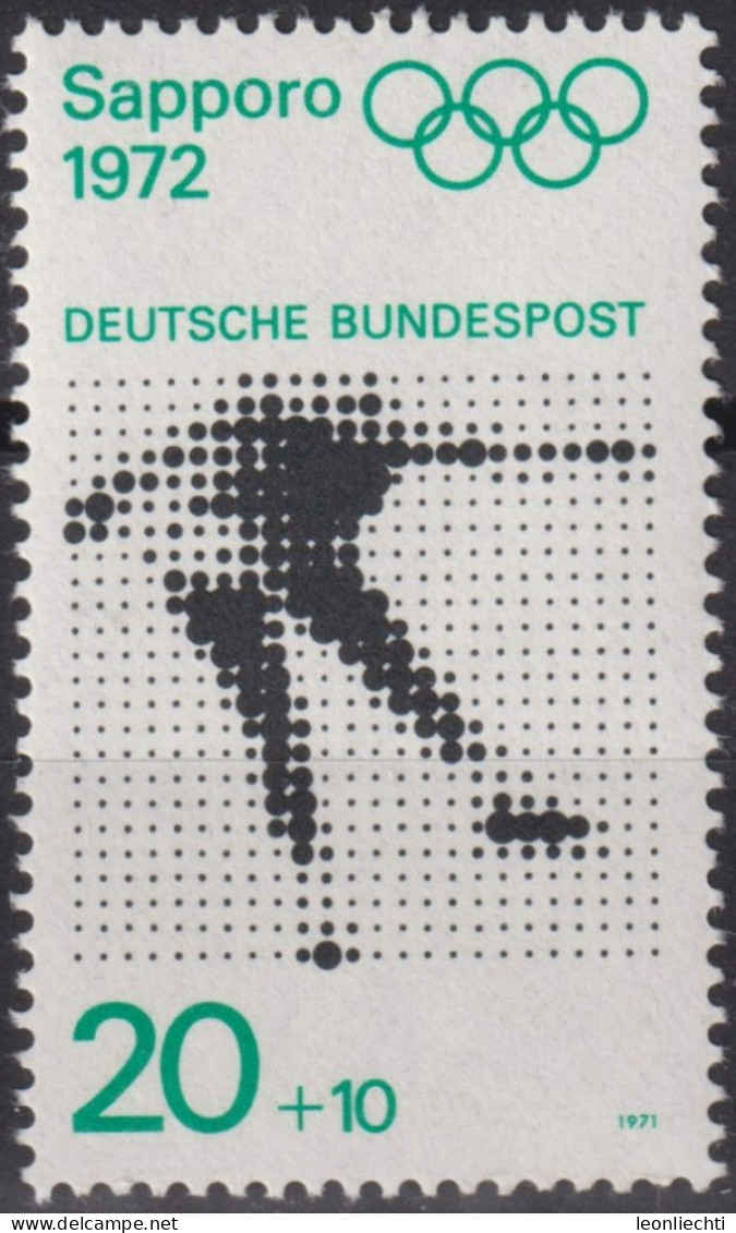 1971 Deutschland > BRD, ** Mi:DE 681, Sn:DE B473, Yt:DE 545, Eiskunstlauf, Olympische Spiele 1972, Sapporo Und München - Invierno 1972: Sapporo