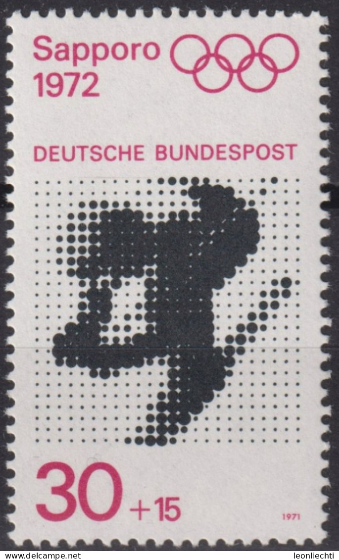 1971 Deutschland > BRD, ** Mi:DE 682, Sn:DE B474, Yt:DE 546, Abfahrtslauf, Olympische Spiele 1972, Sapporo Und München - Hiver 1972: Sapporo