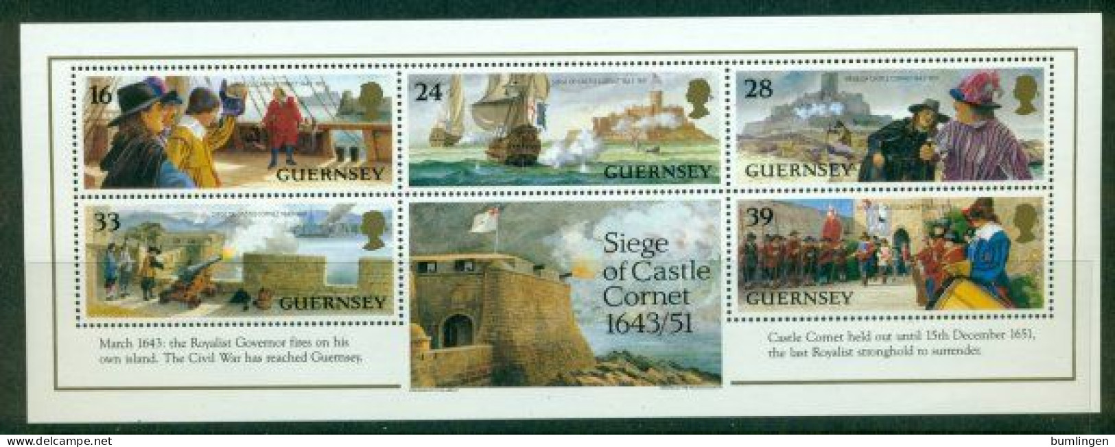 GUERNSEY 1993 Mi BL 10** Siege Of Castle Cornet 1643/51 [B492] - Militares