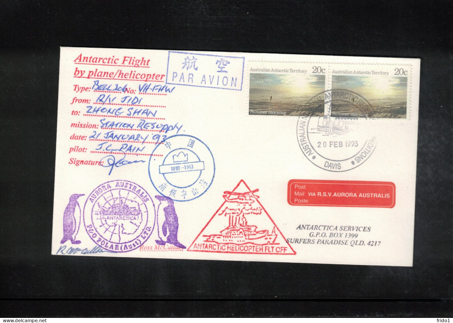 Australian Antarctic Territory 1993 Antarctica - Base Davis - Ship Aurora Australis - Helicopter Flight - Onderzoeksstations