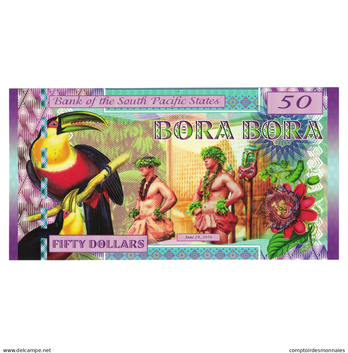 Billet, États-Unis, 50 Dollars, 2016, 2016-06-24, BORA BORA PACIFIC STATES - Te Identificeren