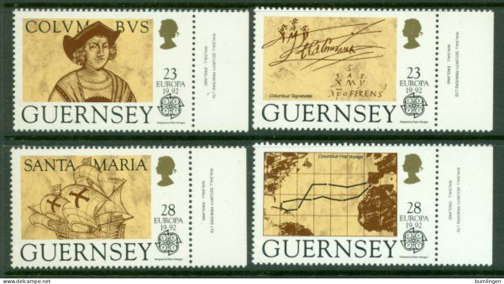 GUERNSEY 1992 Mi 549-52** Europa CEPT - 500th Anniversary Of The Discovery Of America [B496] - 1992