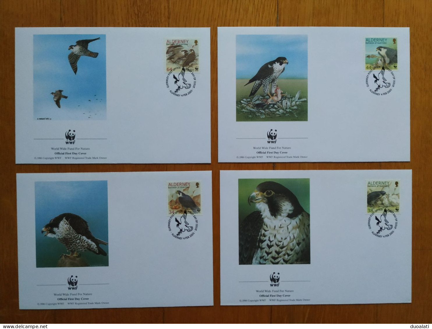 Alderney 2000 WWF 4 FDCs Bird Vogel Bailiwick Of Guernsey - FDC