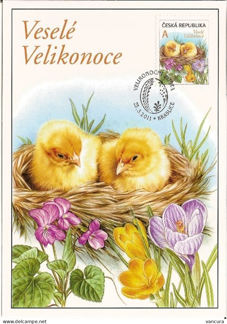 CM 677 Czech Republic Easter - Chicken 2011 Crocus Violet - Gallinacées & Faisans