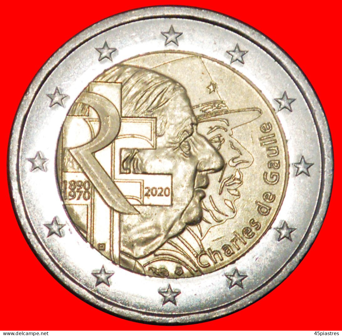 * DOUBLE CROSS 1890-1970: FRANCE  2 EURO 2020! LIBERATION FROM GERMANY! UNC MINT LUSTRE!· LOW START ·  NO RESERVE! - Francia