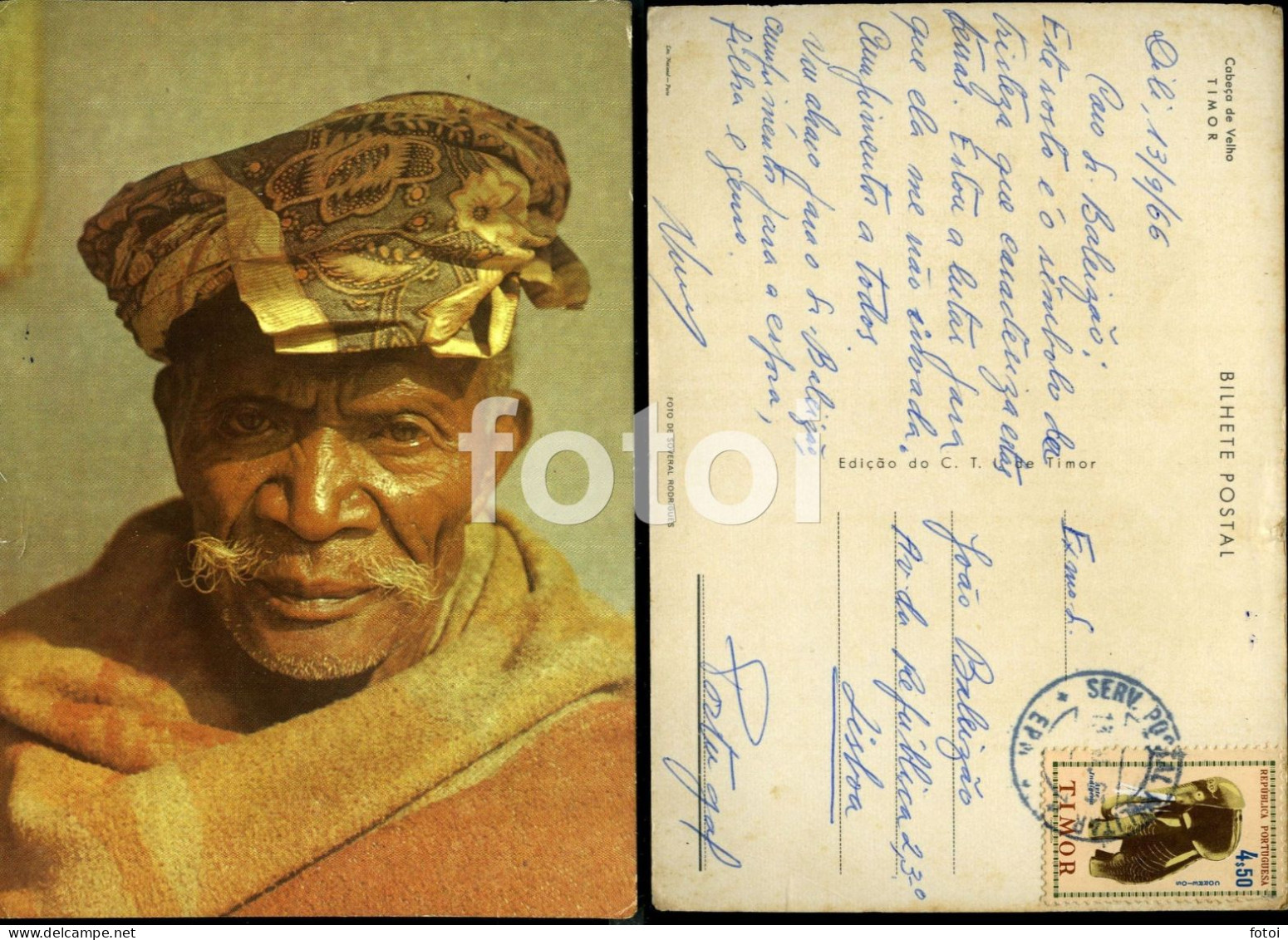 OLD MAN COSTUME TIMOR POSTCARD STAMPED TIMBRE - Asia