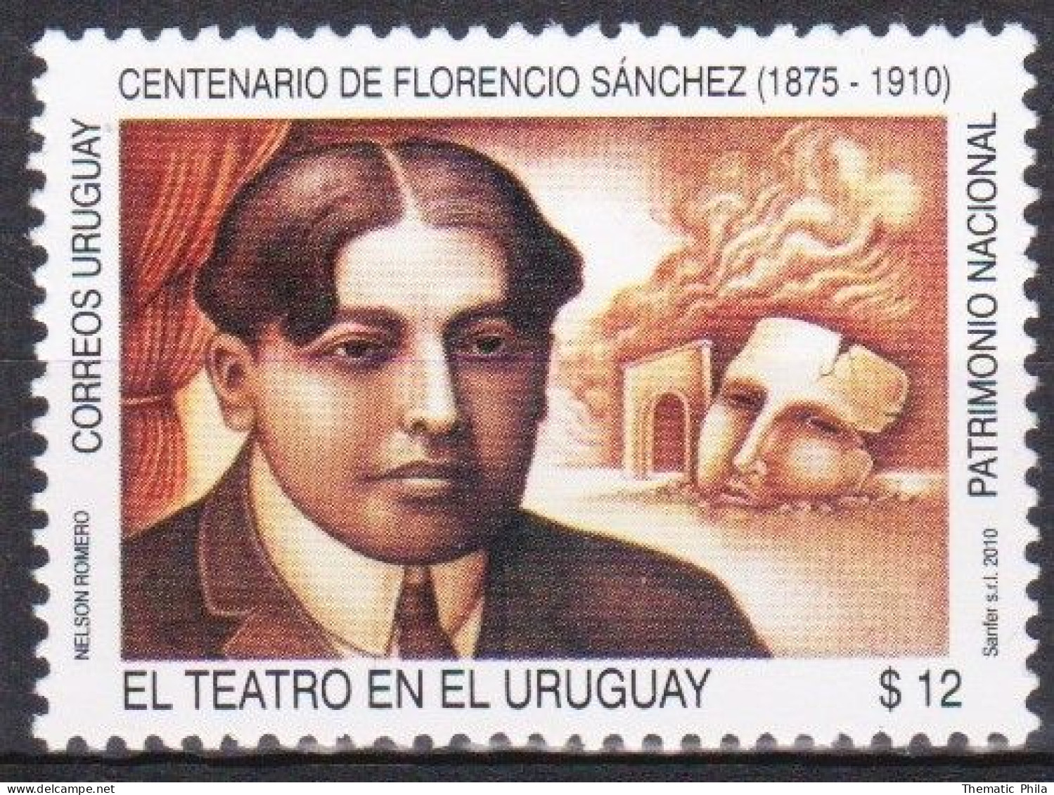 2010 URUGUAY  Mnh - Florencio Sanchez Theatre Teatro Masks Mascara  Yv 2437 - Uruguay