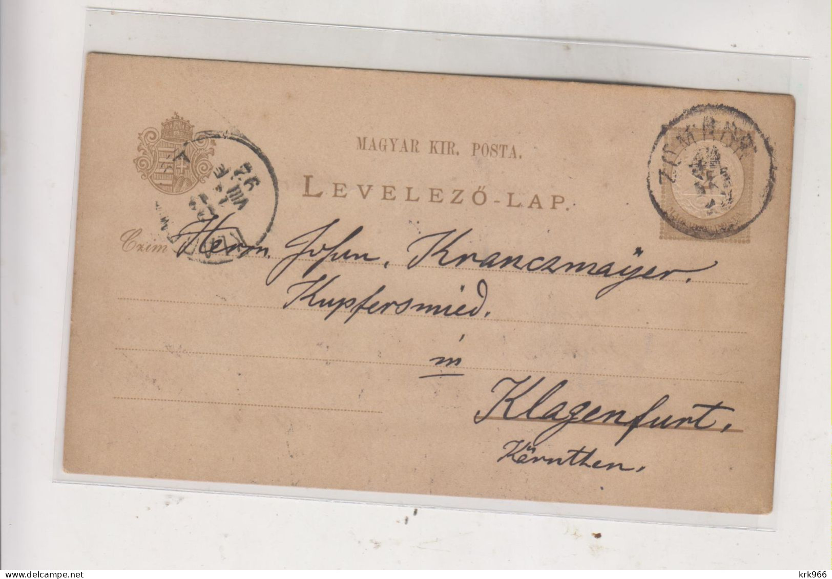 HUNGARY. SERBIA ZOMBOR SOMBOR 1892  Postal Stationery - Covers & Documents