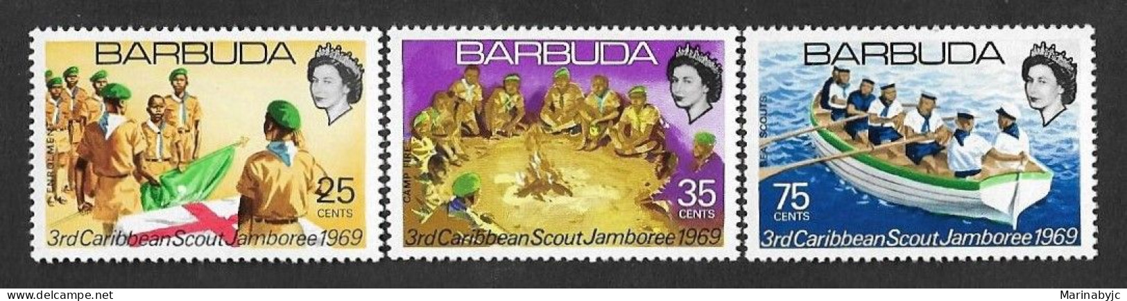 SE)1969 BARDUDA, 3RD CARIBBEAN SCOUT MEETING, 3 STAMPS MNH - Autres - Amérique