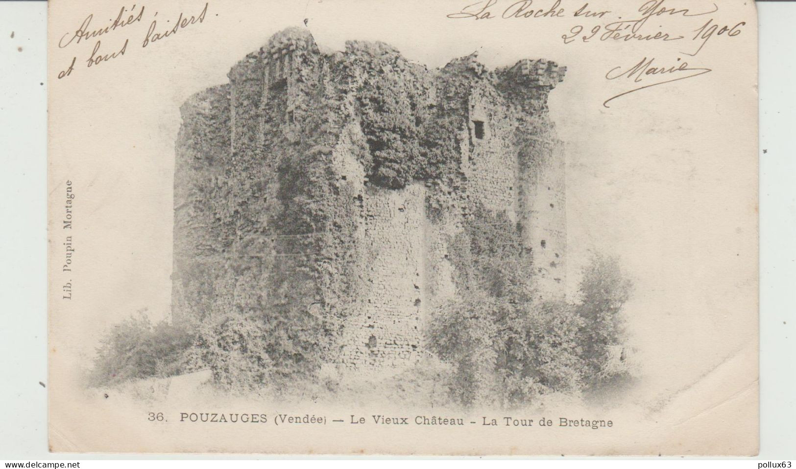 CPA PRECURSEUR POUZAUGES (85) LE VIEUX CHÂTEAU - LA TOUR DE BRETAGNE - Pouzauges