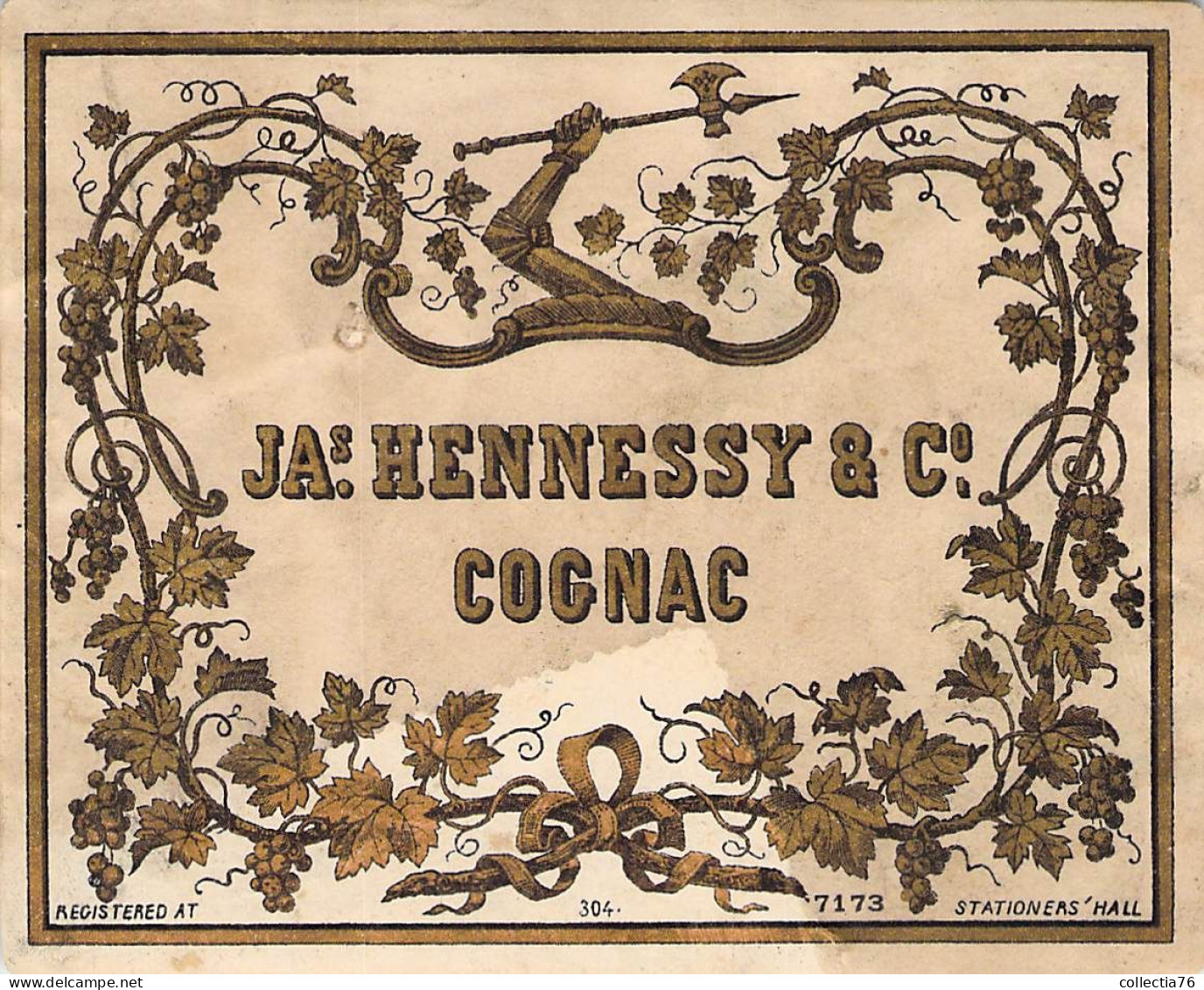 BISTROT ETIQUETTES ANCIENNE  ALCOOLS JA HENNESSY COGNAC 304 7173 8 X 10 CM - Alkohole & Spirituosen
