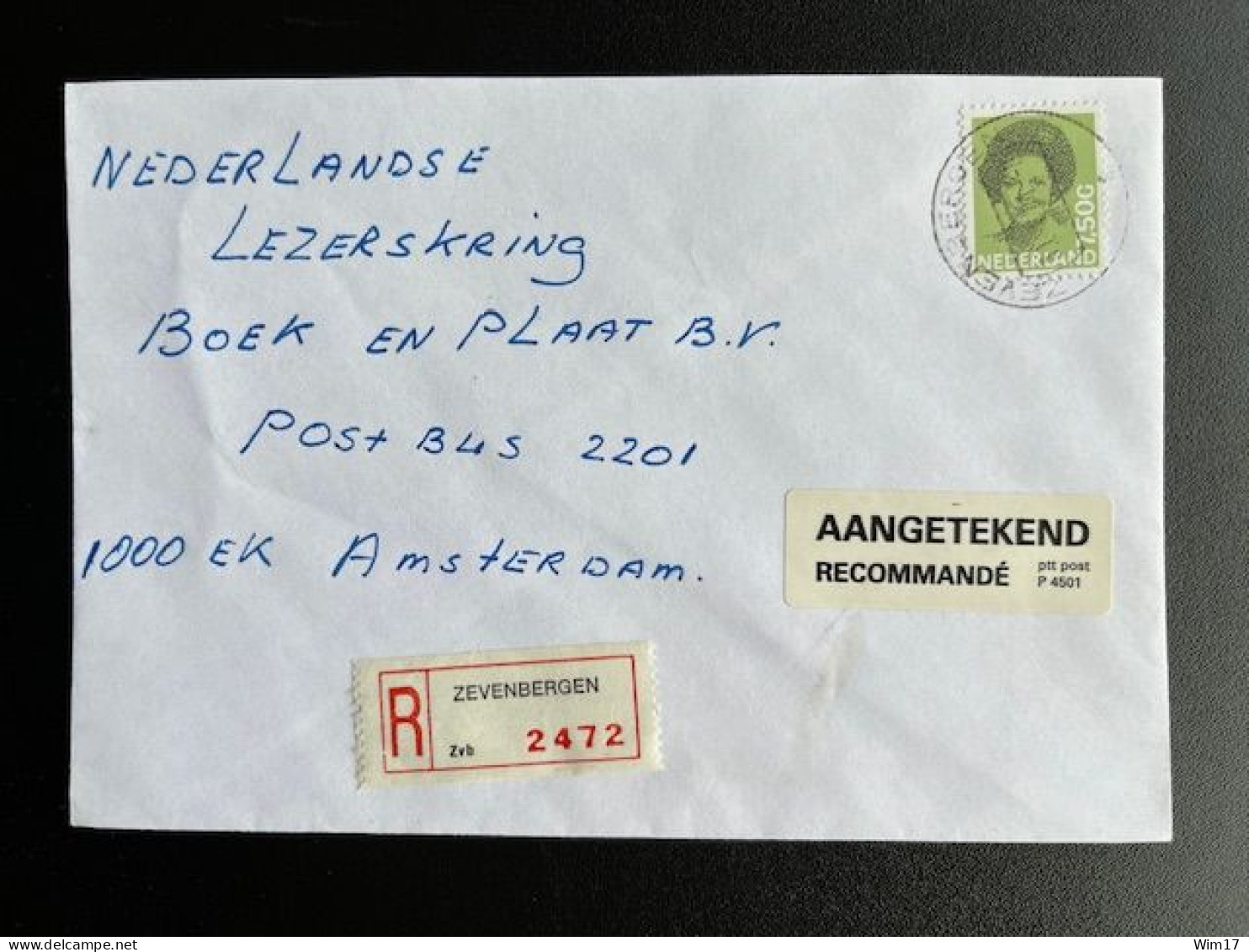 NETHERLANDS 1991 REGISTERED LETTER ZEVENBERGEN TO AMSTERDAM 30-05-1991 NEDERLAND AANGETEKEND - Lettres & Documents