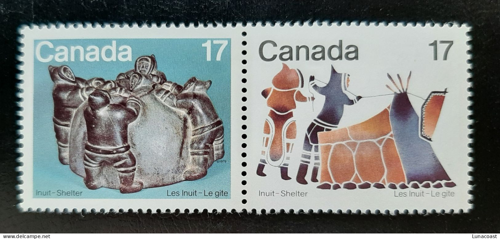 Canada 1980 MNH Sc #835** -838**   2 X Se-tenant Pairs, Inuit Shelters & Community - Neufs