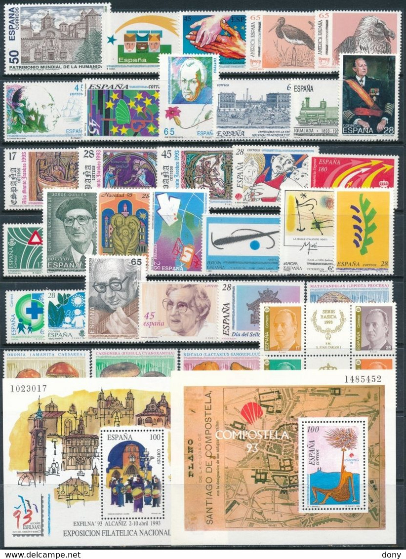 SELLOS DE ESPAÑA AÑO 1993 COMPLETO NUEVO. DESCUENTO FACIAL. MNH SPANIEN SPAIN - Années Complètes