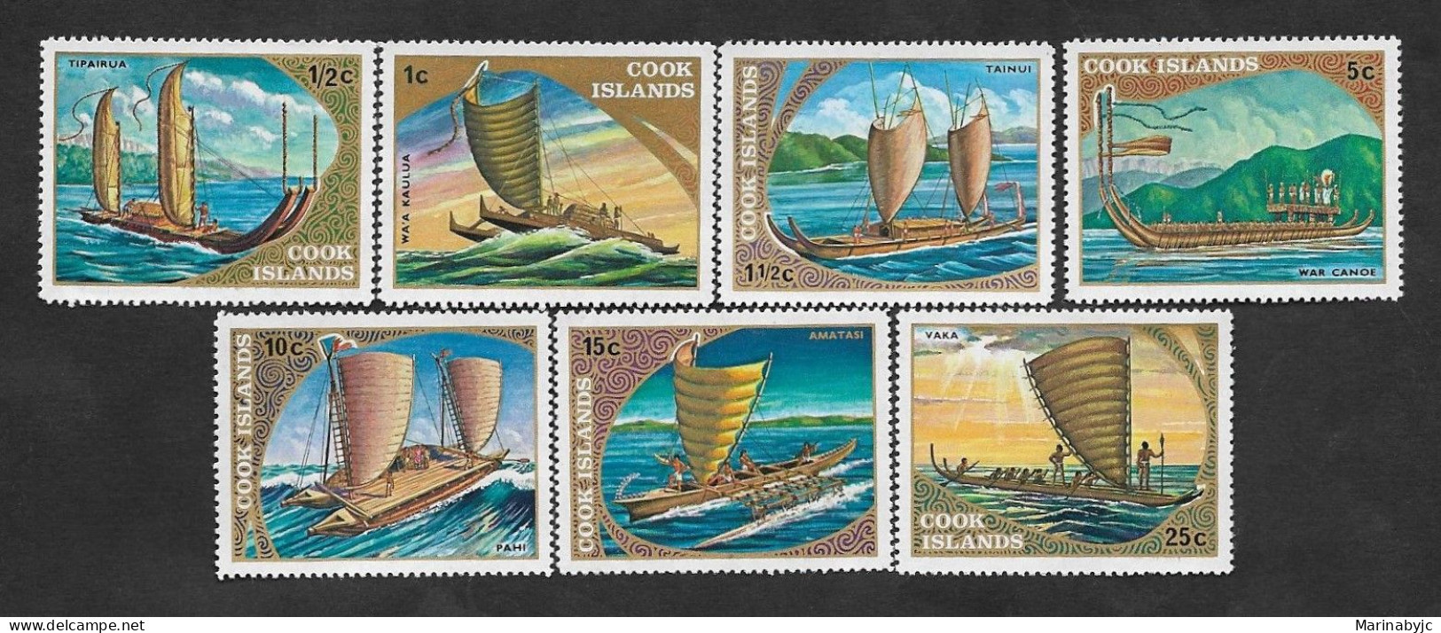 SE)1973 COOK ISLANDS  FROM THE BOAT SERIES, MAORI EXPLORATIONS OF THE PACIFIC, BOATS, 7 MINT STAMPS - Cook Islands