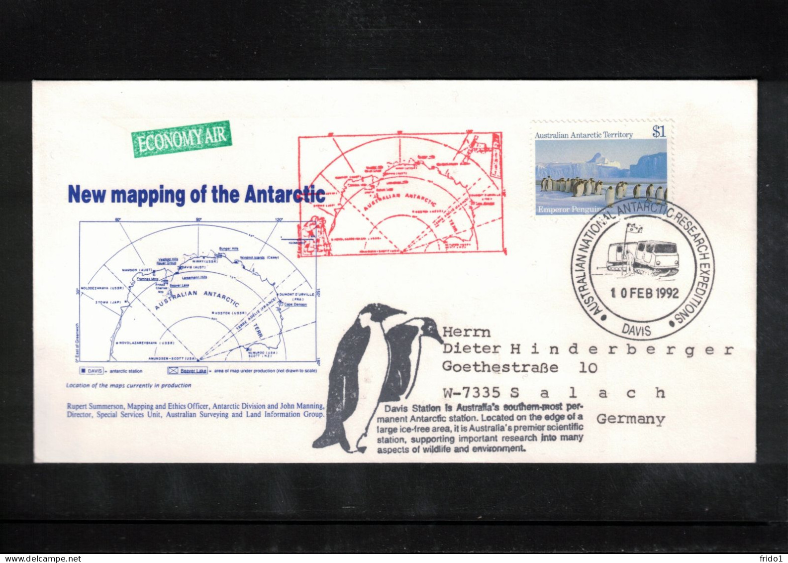 Australian Antarctic Territory 1992 Antarctica - Base Davis - New Maping Of The Antarctic - Onderzoeksstations