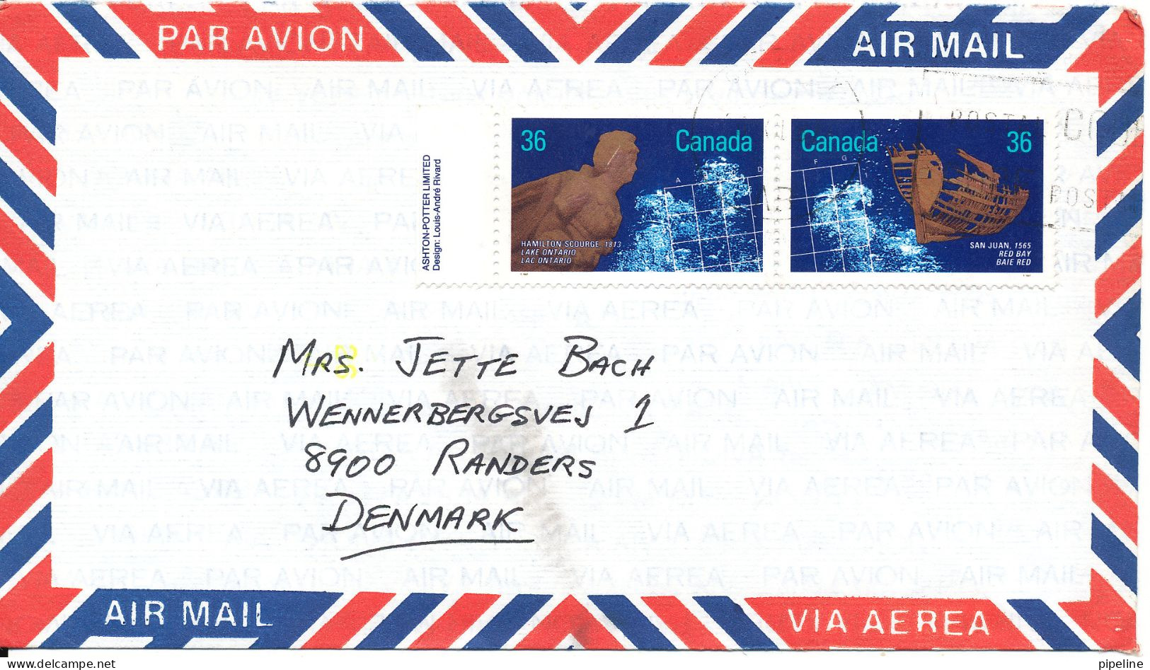 Canada Air Mail Cover Sent To Denmark Topic Stamps - Luftpost