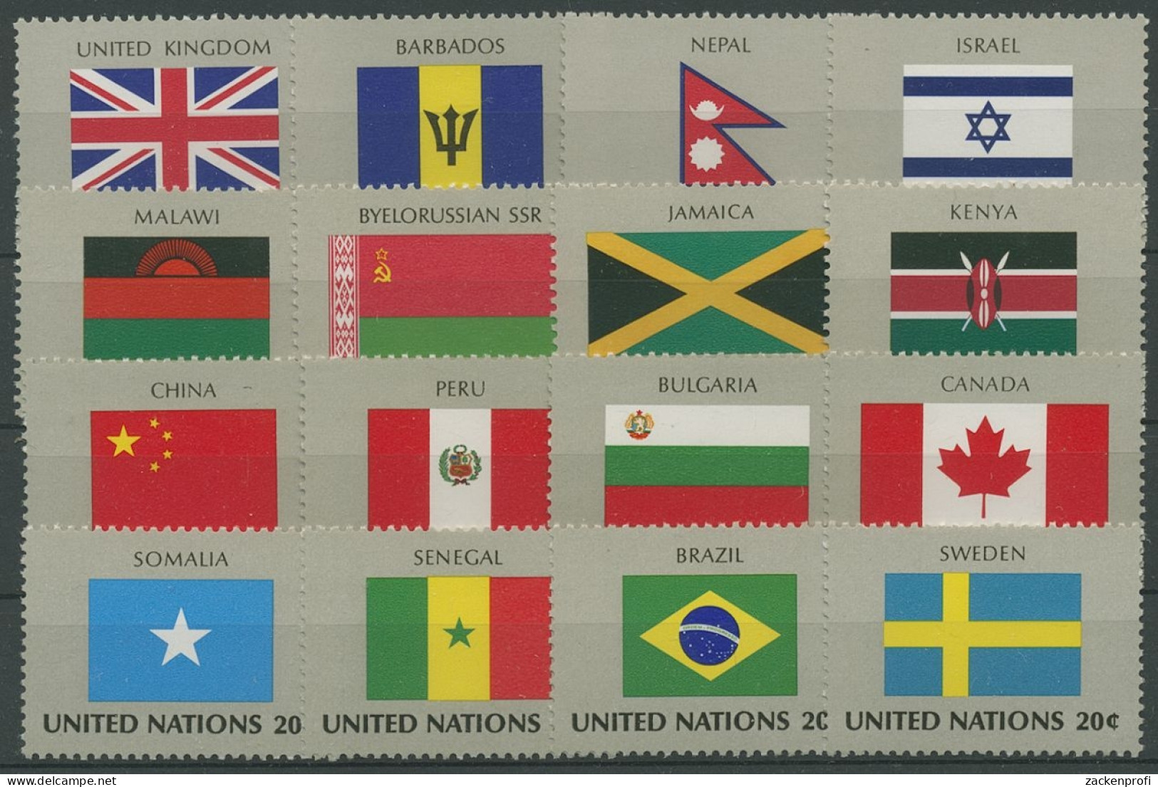 UNO New York 1983 Flaggenserie Komplett 422/37 Postfrisch (G14406) - Nuovi