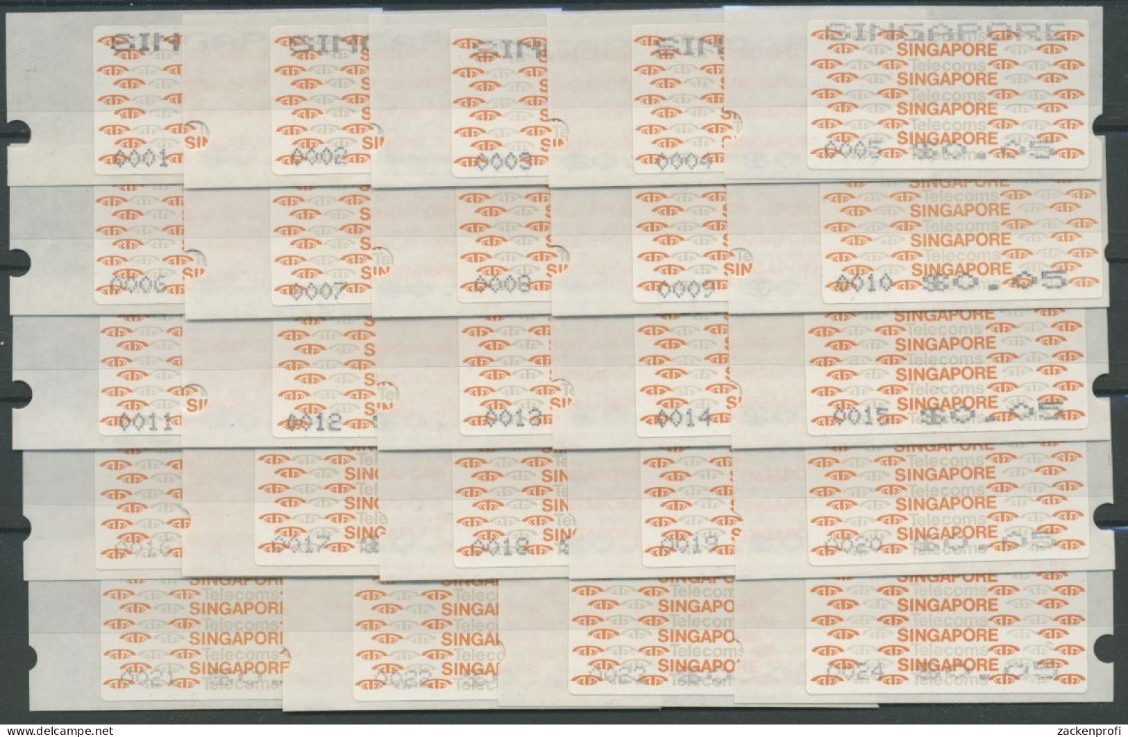 Singapur ATM 1988 Serie Automat 001/024, 24 Werte ATM 1 (001/024) Postfrisch - Singapour (1959-...)